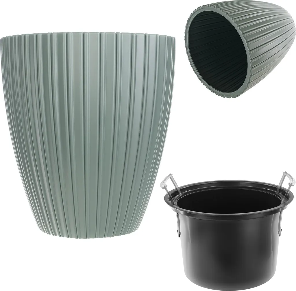 Cache-pot design vert de 30 cm en plastique avec bac de plantation interne