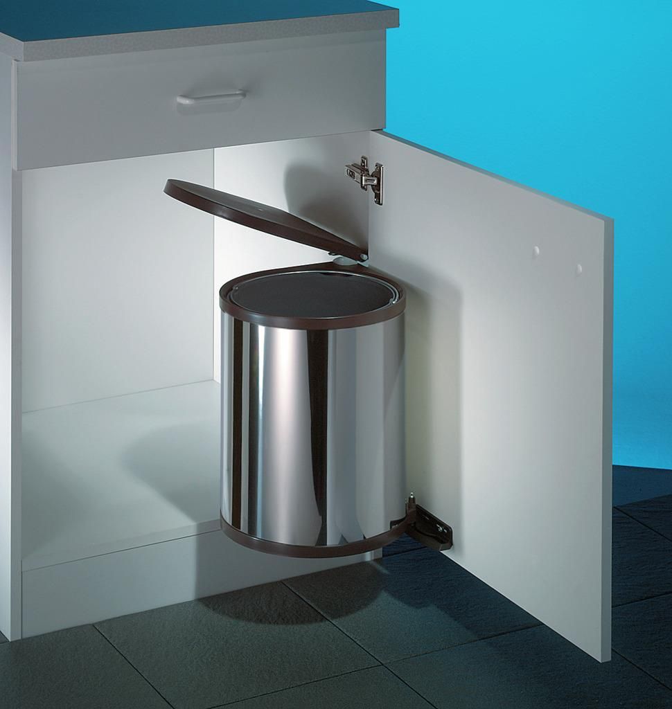 WESCO Poubelle à encastrer ronde - inox / noir, 13 litres Image du produit 