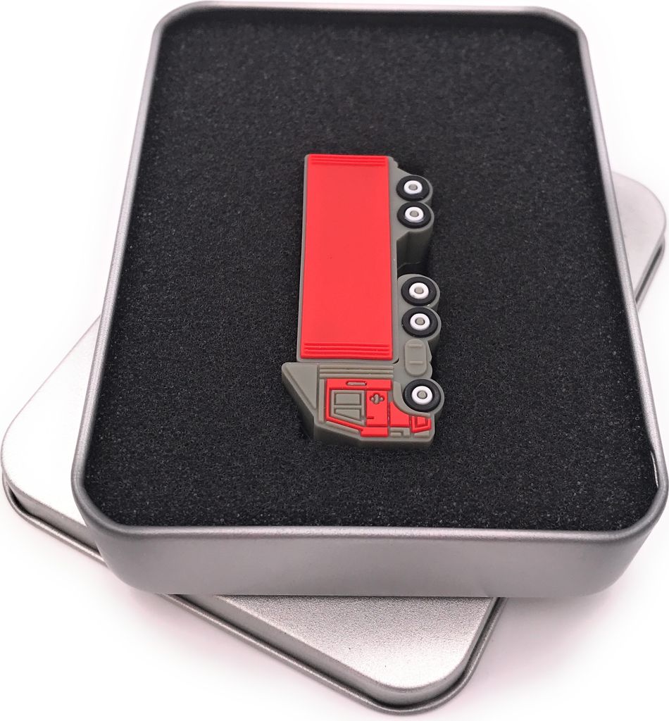 Onwomania LKW Lastwagen Auto Fahrzeug grau rot USB Stick in Alu Geschenkbox 8 GB USB 2.0