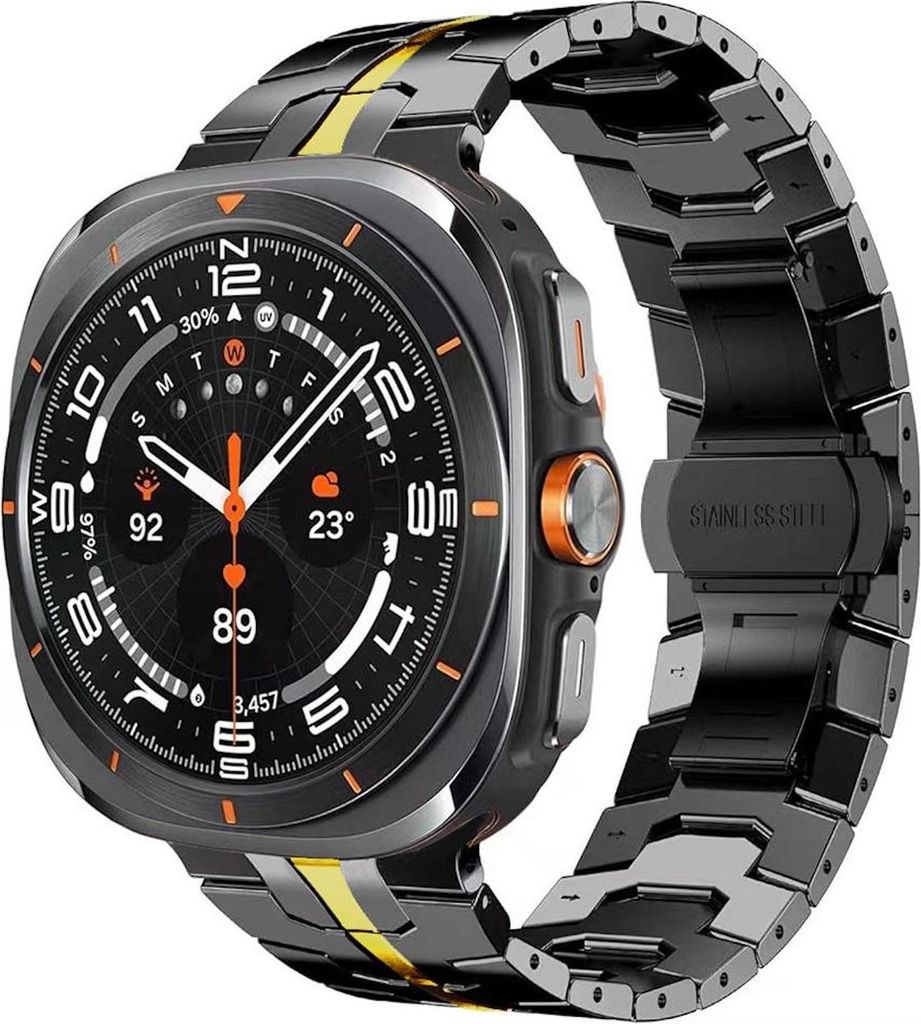 Für Samsung Galaxy Watch 8 / 8 Classic Titanlegierung Armband mit Butterfly-Schließe Schwarz / Gold