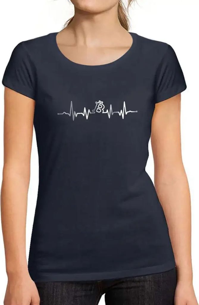 Damen Grafik T-Shirt Bitcoin Heartbeat Btc Hodl Crypto Öko-Verantwortlich Vintage Jahrgang Kurzarm Lustige Druck Geburtstag Geschenk Frau