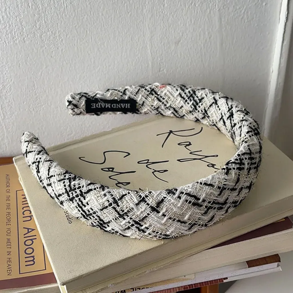 Fascia larga in tweed B&W - stile retrò - 3