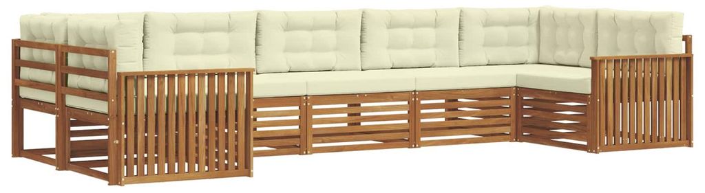 vidaXL Outdoor-Sofagarnitur 7 pcs Natur und Creme Massivholz Akazie