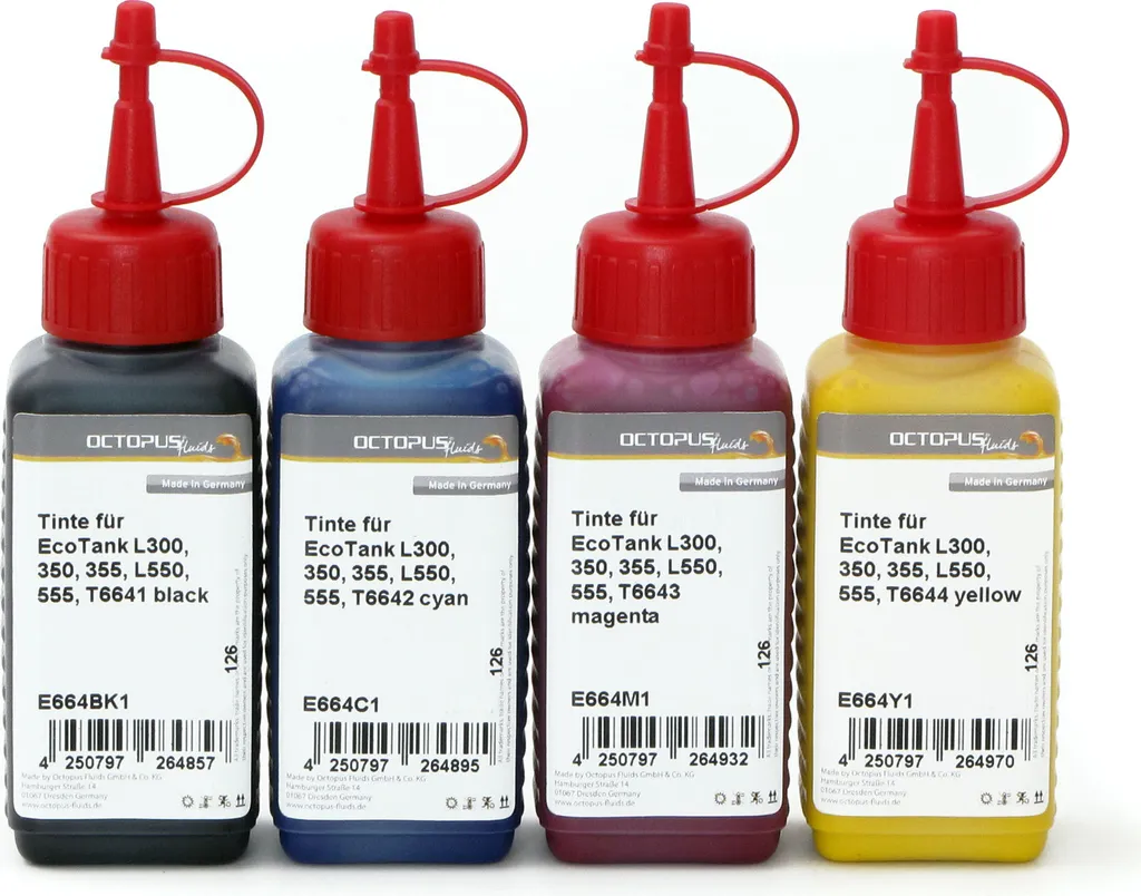 Encre pour Epson EcoTank L300 L355 L555 - Pack 4 Couleurs Haute Qualité