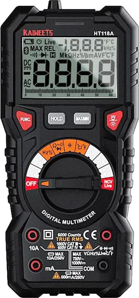 Testeur électrique multimètre avec mesure de température et résistance