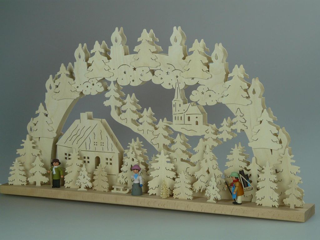 Original Erzgebirgischer Marken Schwibbogen Lichterbogen 70 x 43 cm S70-3_30