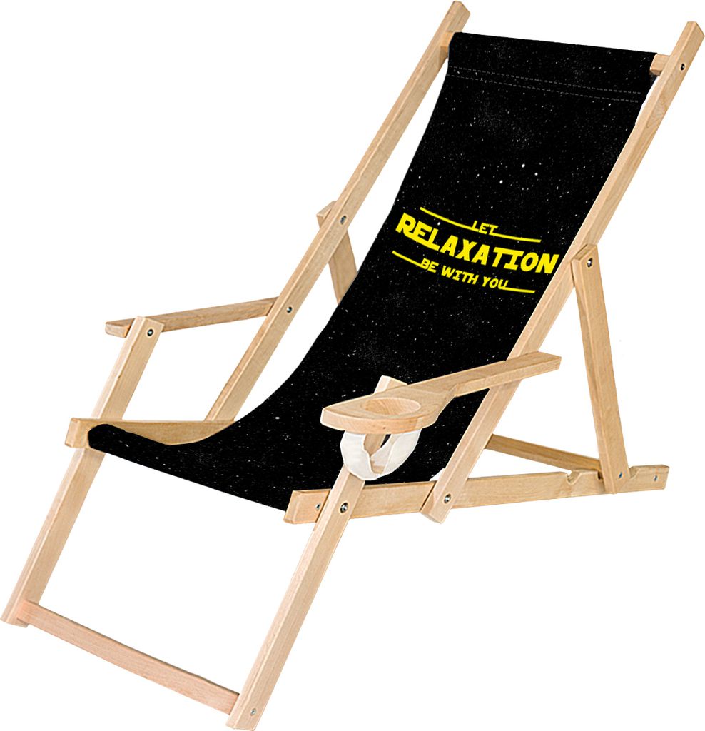 Holz Liegestuhl Klappbar Klappliegestuhl mit Armlehne und Getränkehalter Strandstuhl Motiv Sterne Kampf [119]