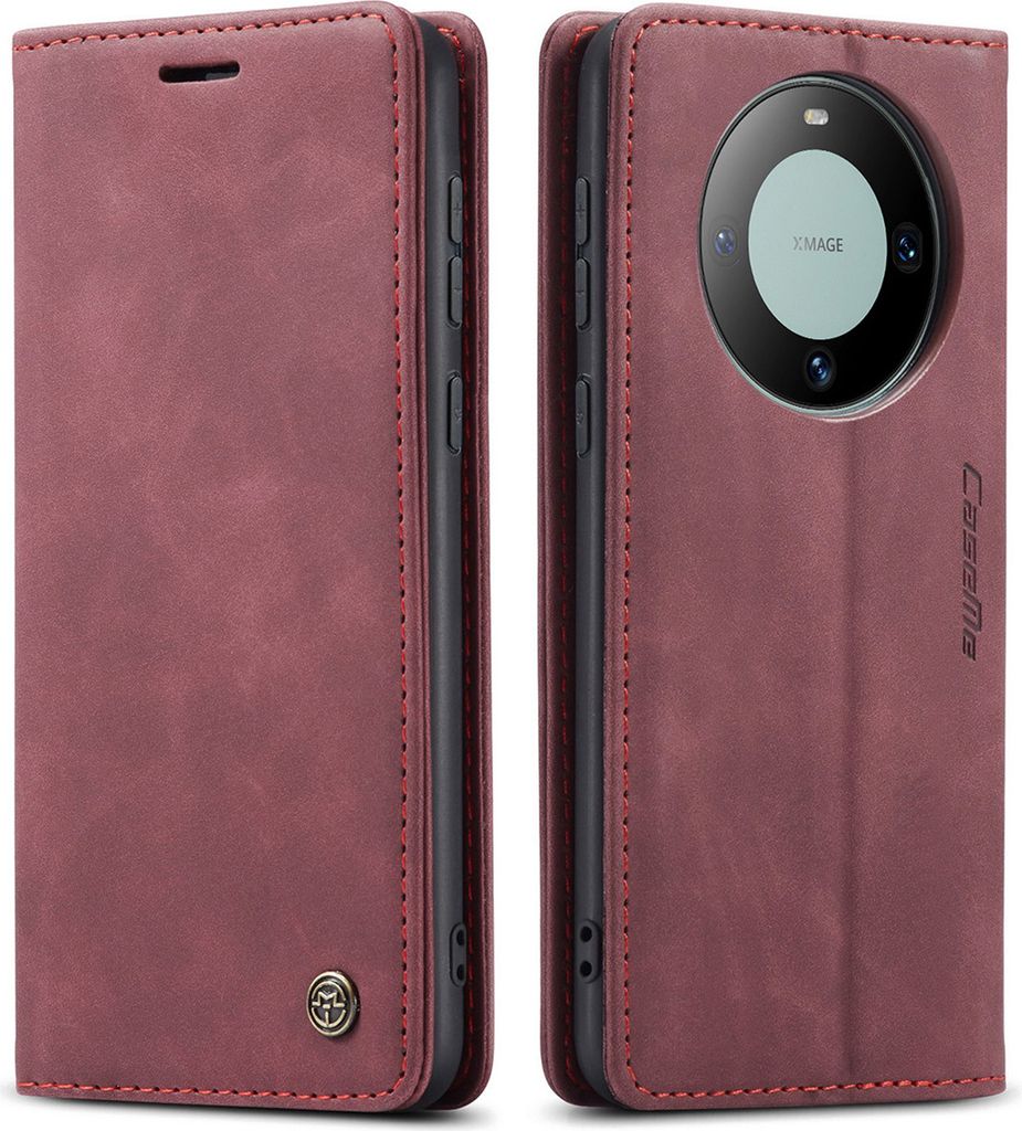 Huawei Mate 60 Pro Hülle, Retro Kunstledertasche mit Standfunktion Schutzhülle für Huawei Mate 60 Pro+ Rot