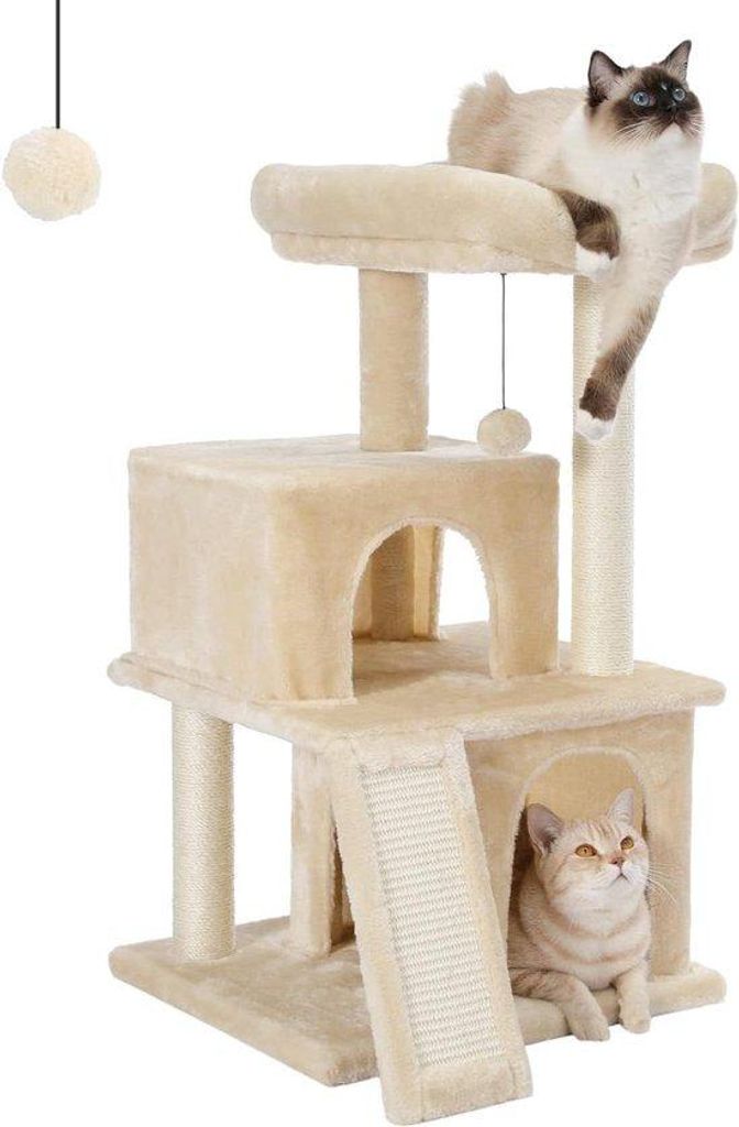 Katzenkratzbaum mit Sisalseil Beige Plüsch Lounge