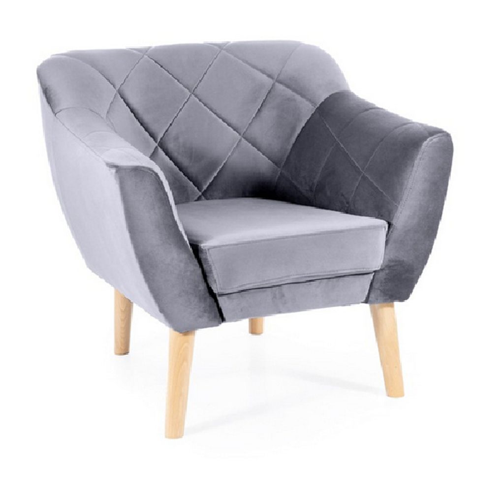 Skandinavischer Sessel AISHA – Grau/Buche