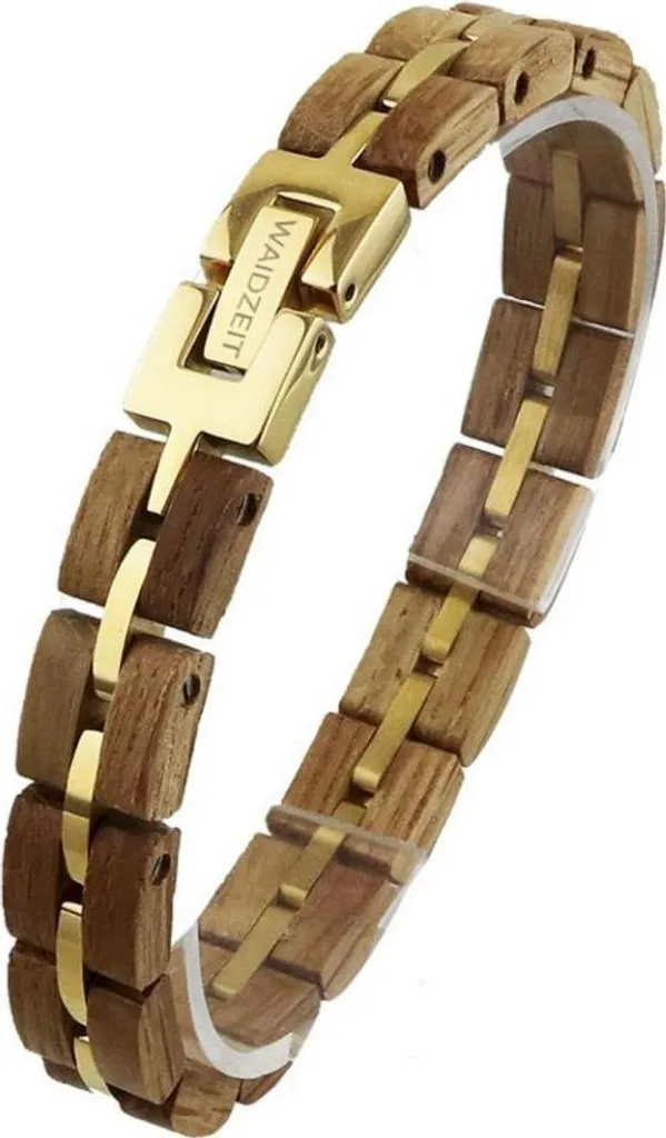 Bracelet Waidzeit EL-B02 : alliance bois de barrique et acier doré