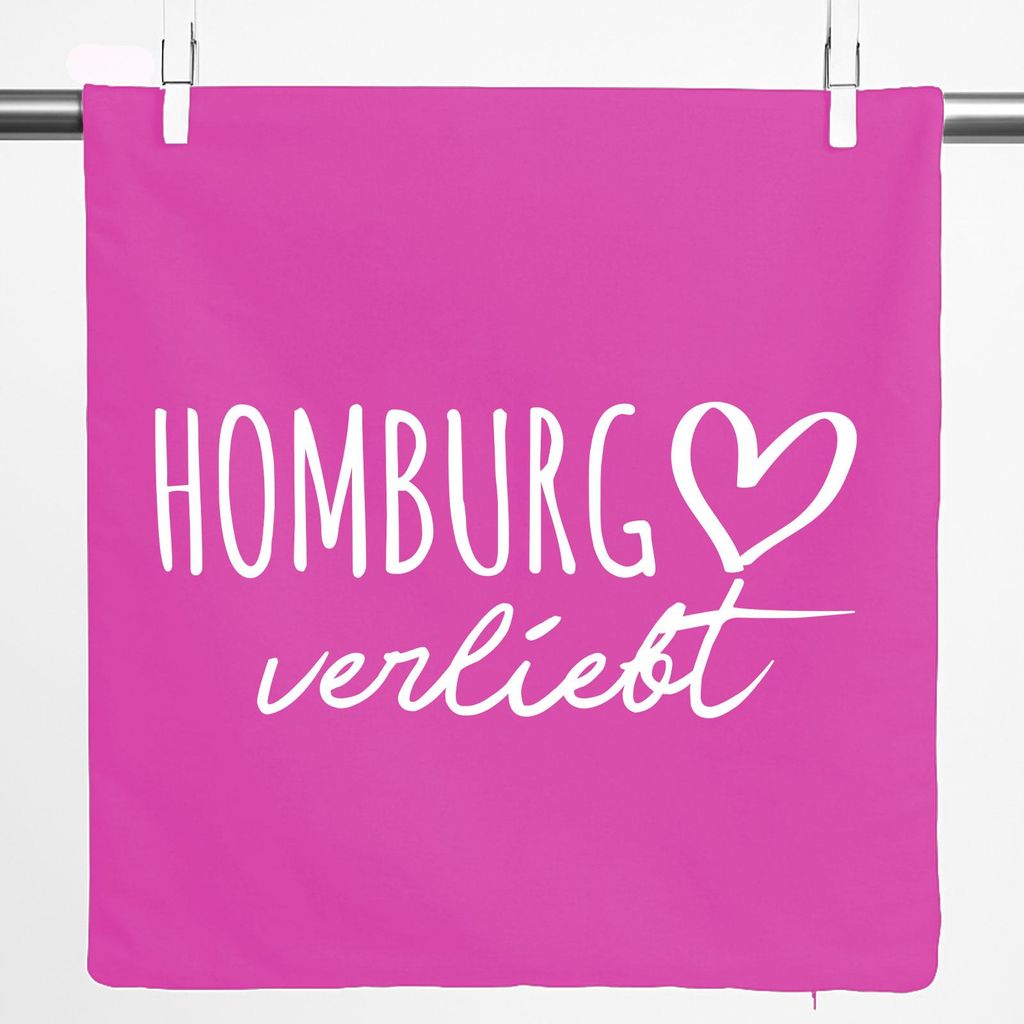 Huuraa Kissenbezug Homburg verliebt 40x40cm Fuchsia Baumwolle Dekokissenbezug Geschenkidee