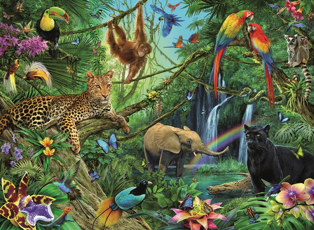 200 Teile Ravensburger Kinder Puzzle XXL Tiere im Dschungel Produktbild 