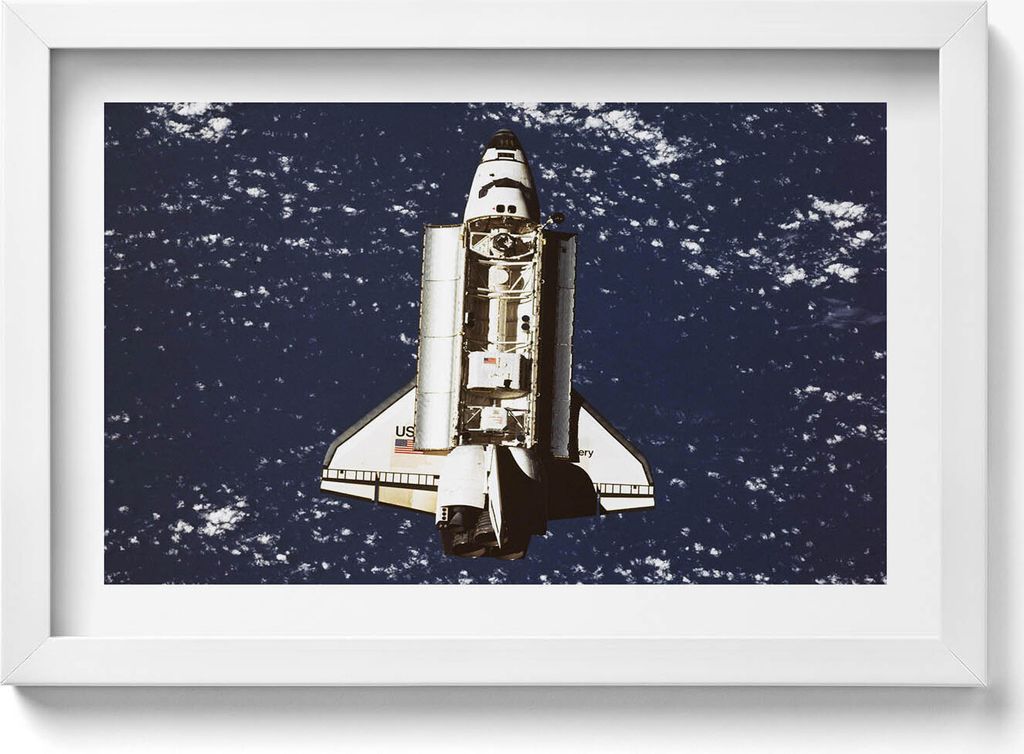 NASA-Raumschiff– Wandbild mit Rahmen – Gerahmtes Bild – Wanddekoration – 30x20 cm – Weiß Rahmen