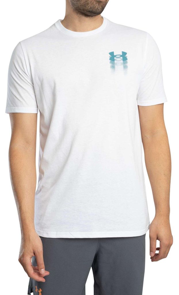 Under Armour Locker geschnittenes T-Shirt mit verschwommenem Logo auf der Rückseite, Weiß 3XL