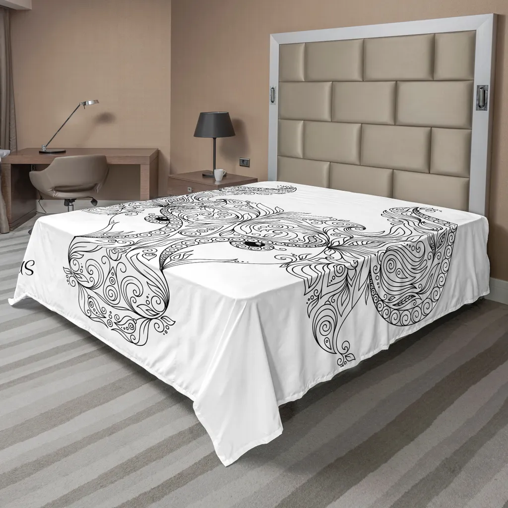 Drap de lit Zodiaque doux anti-plis grand format 266x260 cm fond corail