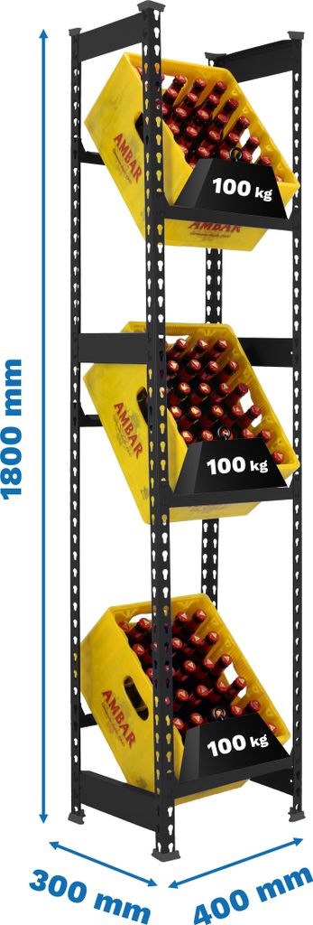 Simonrack Getränkekistenregal SIMONBOTTLE 3 8425437129629 anthrazit 40,0 x 30,0 x 180,0 cm