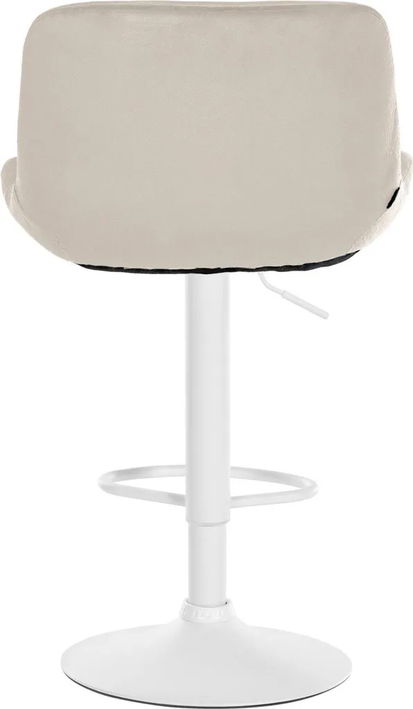 Sgabello moderno da bar bianco - Sgabello dal design confortevole - Regolabile in altezza e girevole a 360° | Colore: Crema | Materiale: Morbido - 7