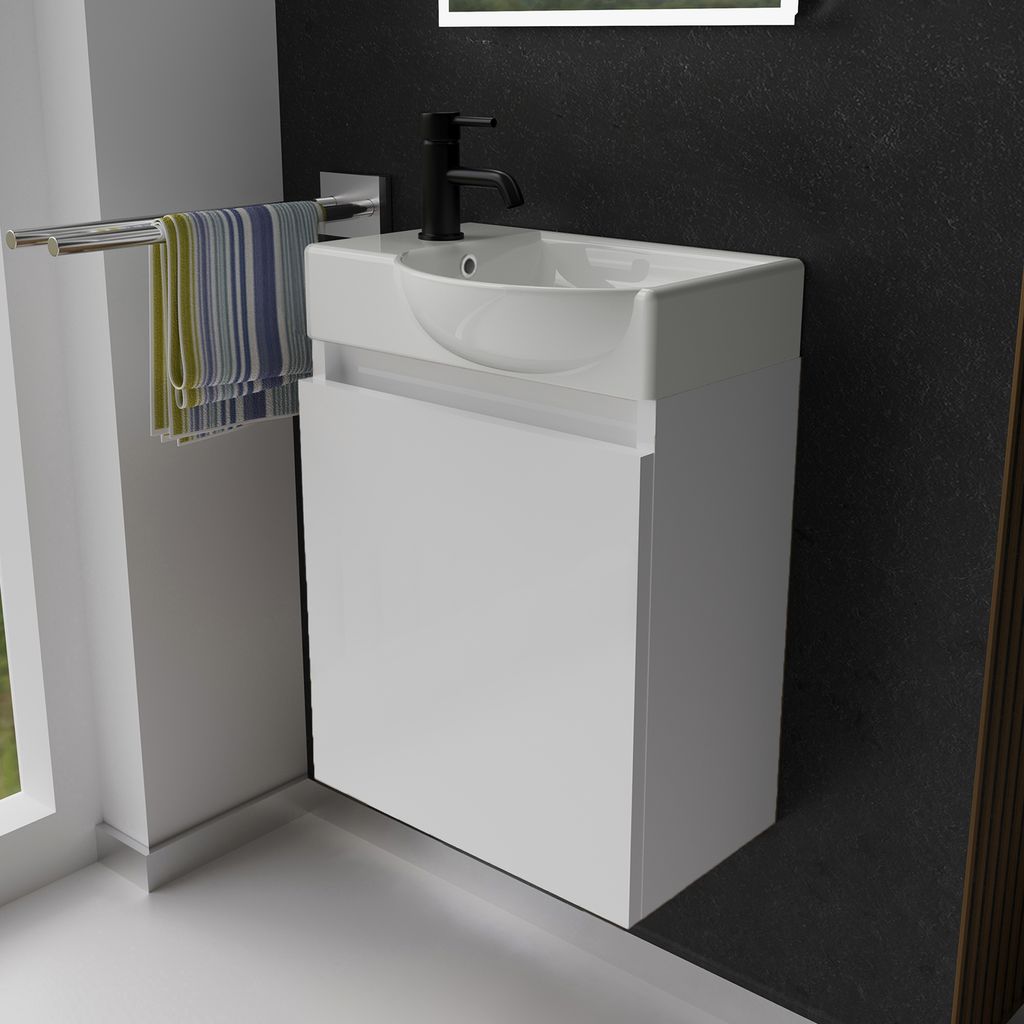 Alpenberger Gäste WC Waschbecken mit Unterschrank | Kleines Produktbild 