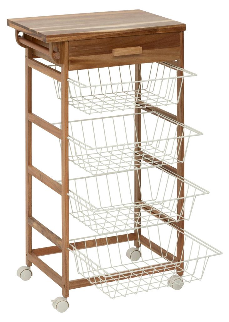 Wózek kuchenny ACACIA z 4 koszami, 89 cm Zdjęcie produktu 