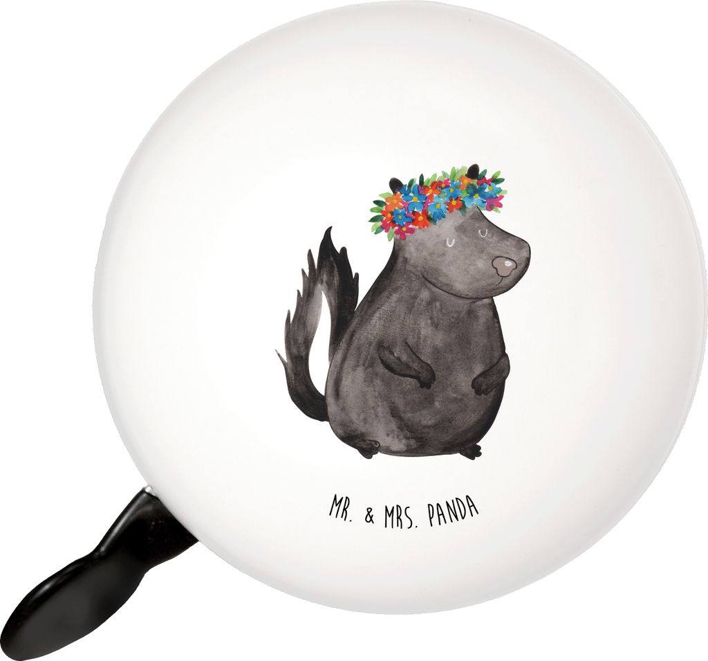 Mr. & Mrs. Panda Fahrradklingel Stinktier Mädchen - Weiß - Geschenk, Raubtier, Skunk, Namaste, Klingel Für Fahrrad, Wildtier, Fahrradglocke, Fah...
