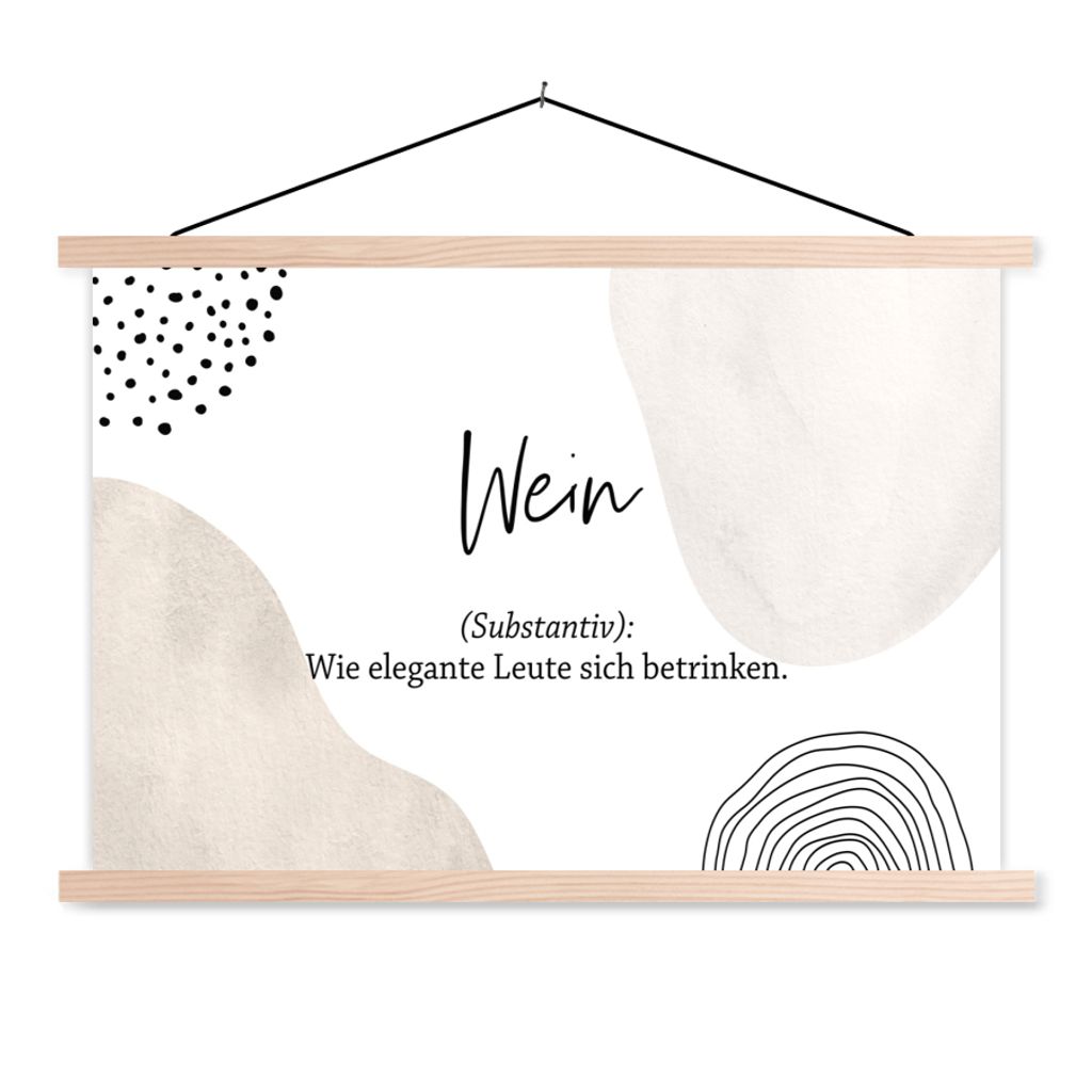 MuchoWow Textilposter Sprichwörter - Wein - Zitate - Wörterbuch - Weindefinition 60x40 cm mit holzfarbenen Rahmen - Bilder