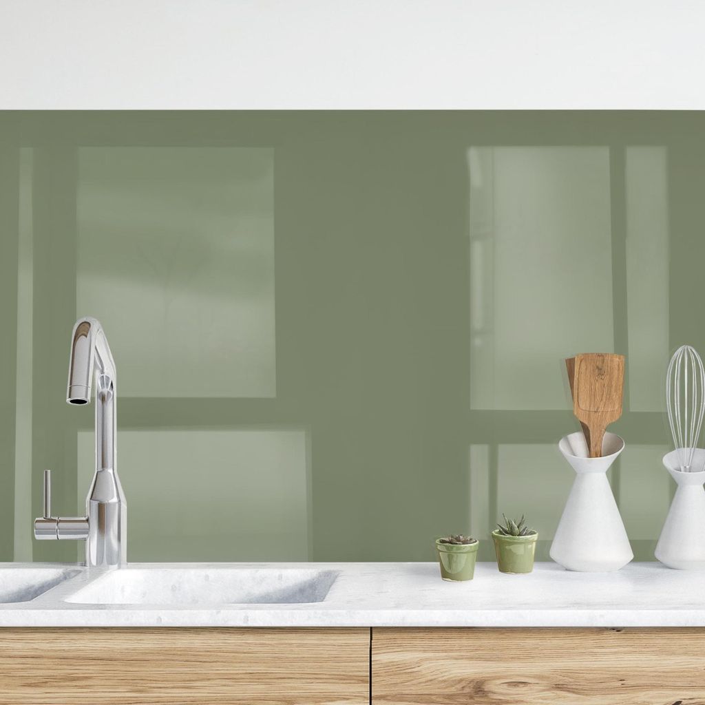 Küchenrückwand mit Motiv selbstklebend - 0.35 mm Wandpaneel wasserfest Design grün Unifarben Spritzschutz fugenlos