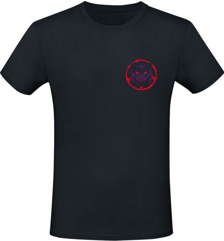 Steven Rhodes - Lucipurr Pentagram (Unis Black T-Shirt Front And Back) L