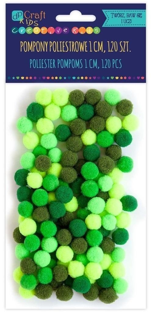 Pompons en polyester vert 1cm 120pcs Image du produit 