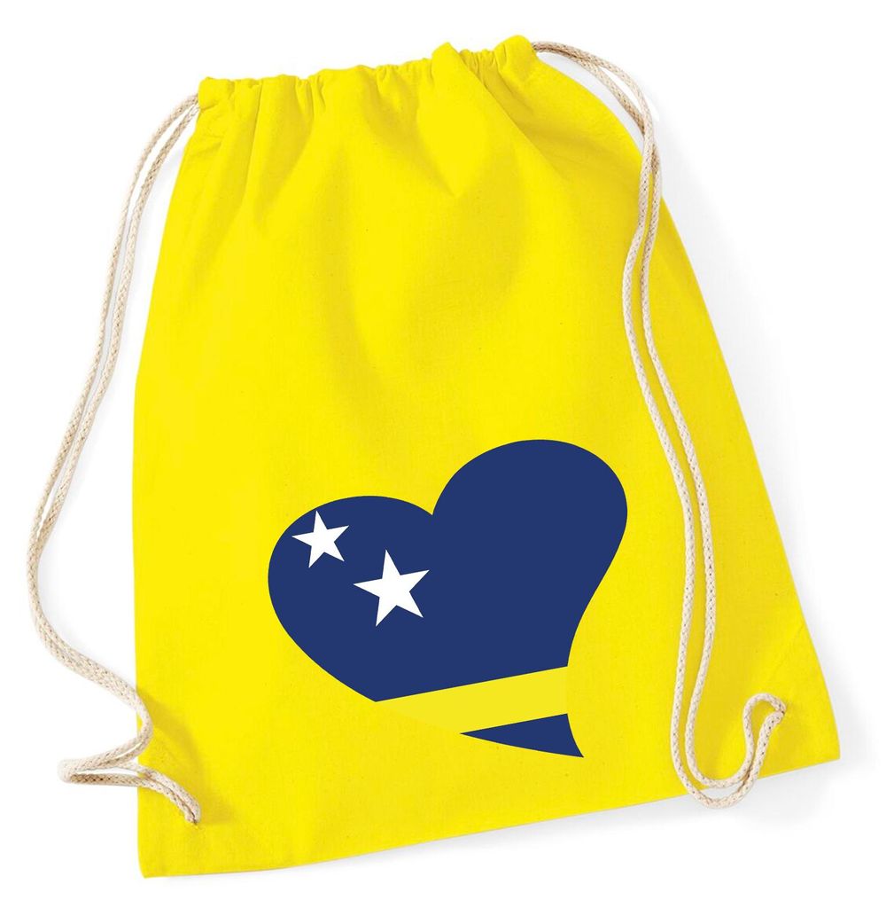 Huuraa Turnbeutel Curacao Flagge Herz 12 Liter Yellow Baumwolle Rucksack Geschenkidee
