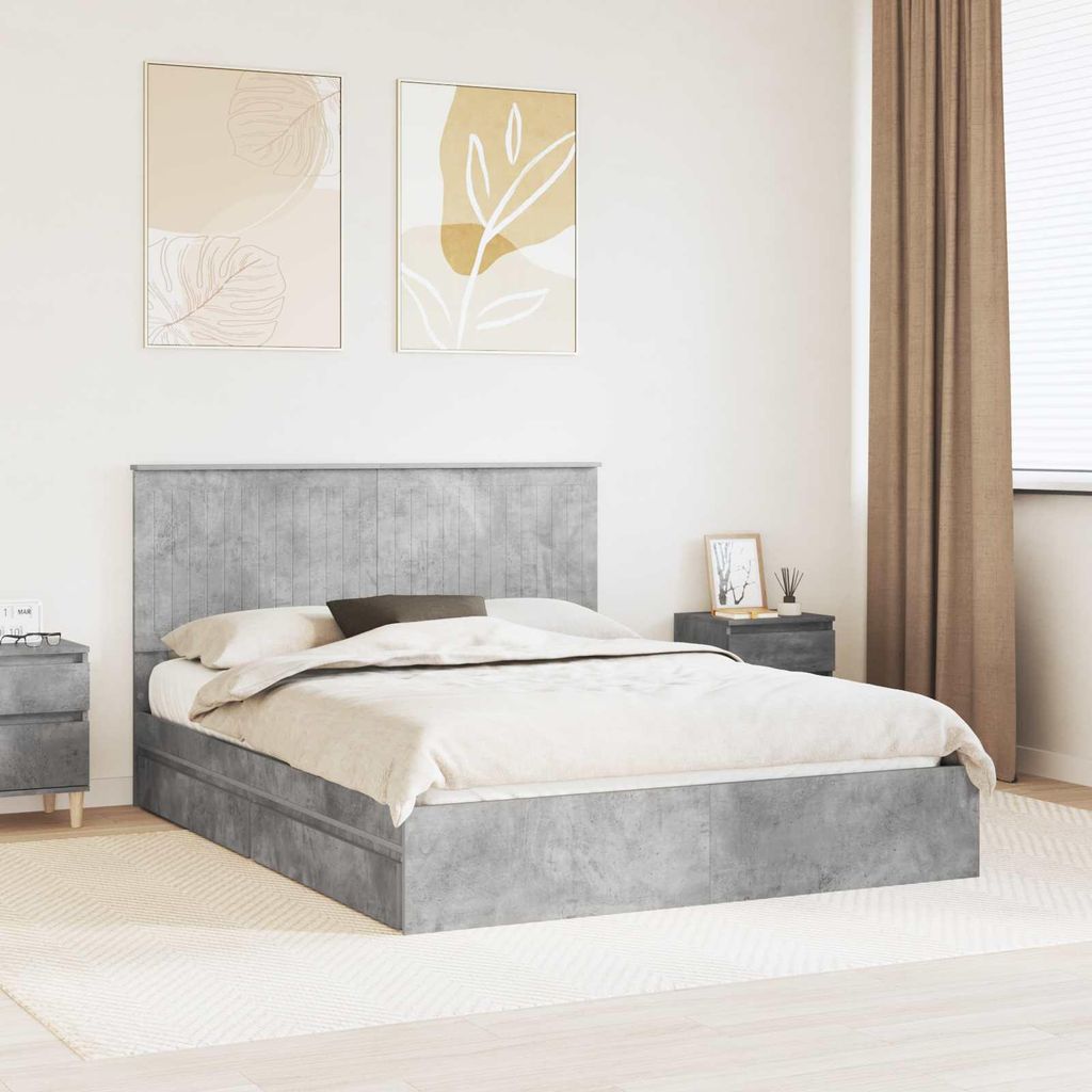 Maison Exclusive - Aufbewahrungsbett Beton Grau 150 x 200 cm Holzwerkstoff