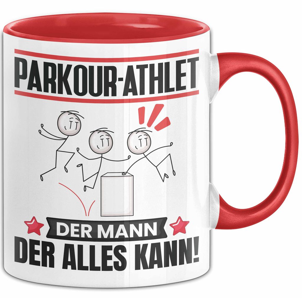 Parkour-Athlet Tasse Geschenk für Parkour-Athlet Der Mann Der Alles Kann Geschenkidee zum Geburtstag (Rot)
