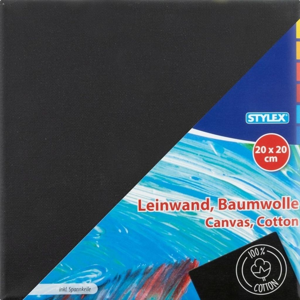 Leinwand schwarz 20 x 20 cm bespannter Keilrahmen 100% Produktbild 