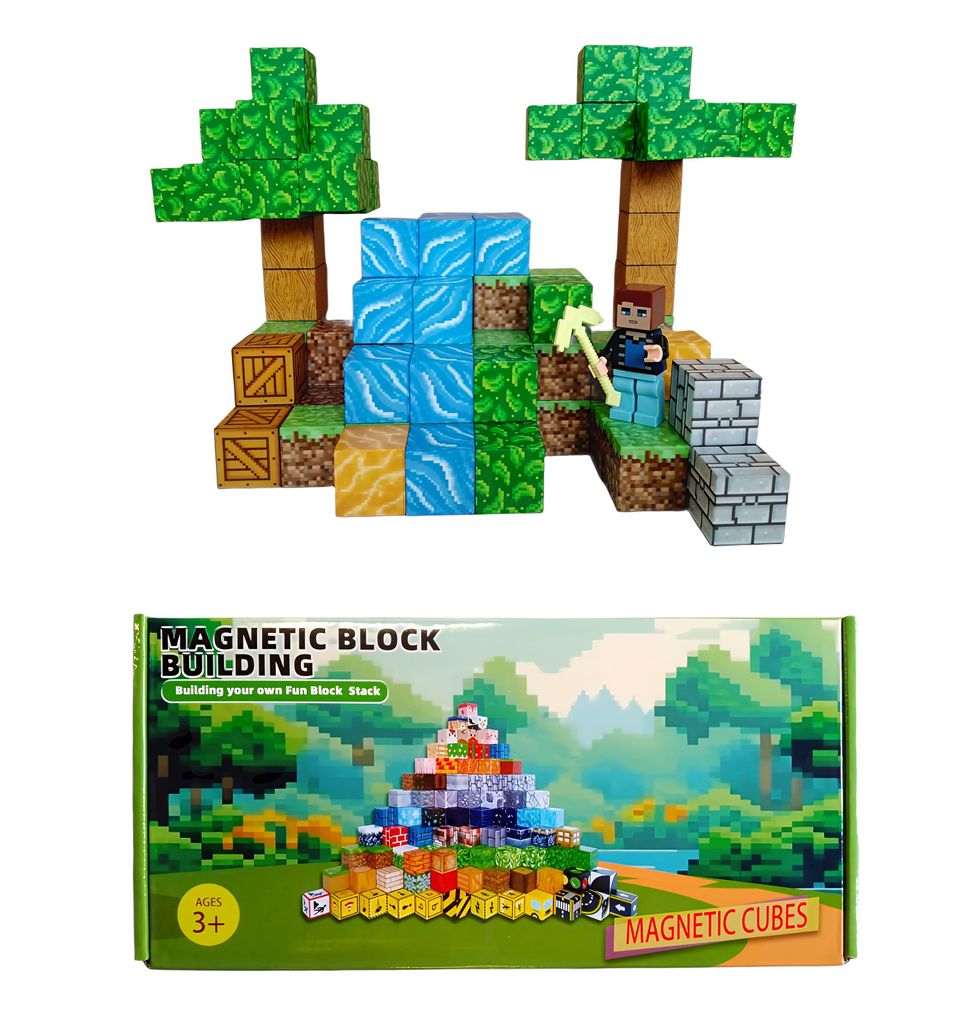 Magnetisches Minecraft Bauset Bäume und Wasserfall mit Produktbild 
