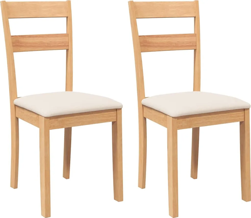 Set 2 Sedie Cucina vidaXL Legno Massiccio Naturale con Cuscini Morbidi
