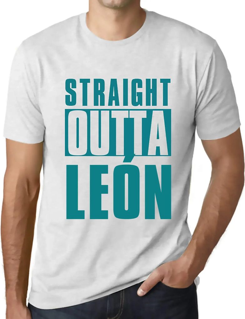 Herren Grafik T-Shirt Straight Outta León Öko-Verantwortlich Vintage Jahrgang Kurzarm Lustige Druck Geburtstag Geschenk Mann
