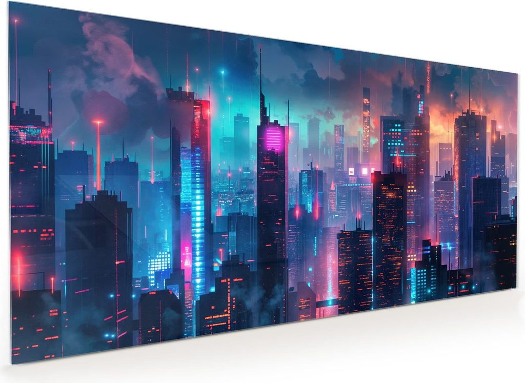 Küchenrückwand Spritzschutz Glas mit Motiv Zukunftsstadt 40 x 40 cm