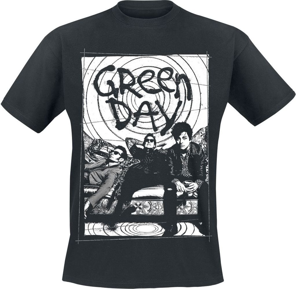 Green Day T-Shirt Herren Couch Photo schwarz Band-Merch, Bands 100% Baumwolle M