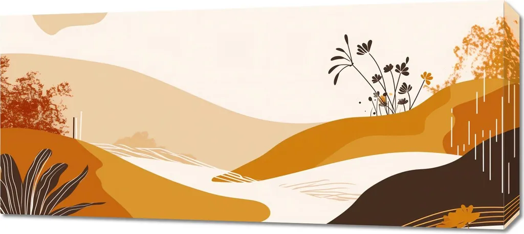 Habillez votre mur : Tableau salon bohème moderne 90x40cm paysage doré