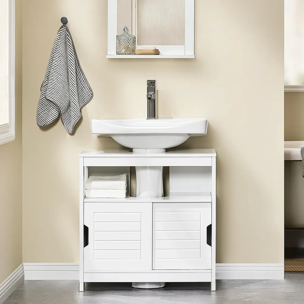 Mobile Sottolavabo FRG128-II SoBuy | Armadietto Bagno 2 Ante Bianco