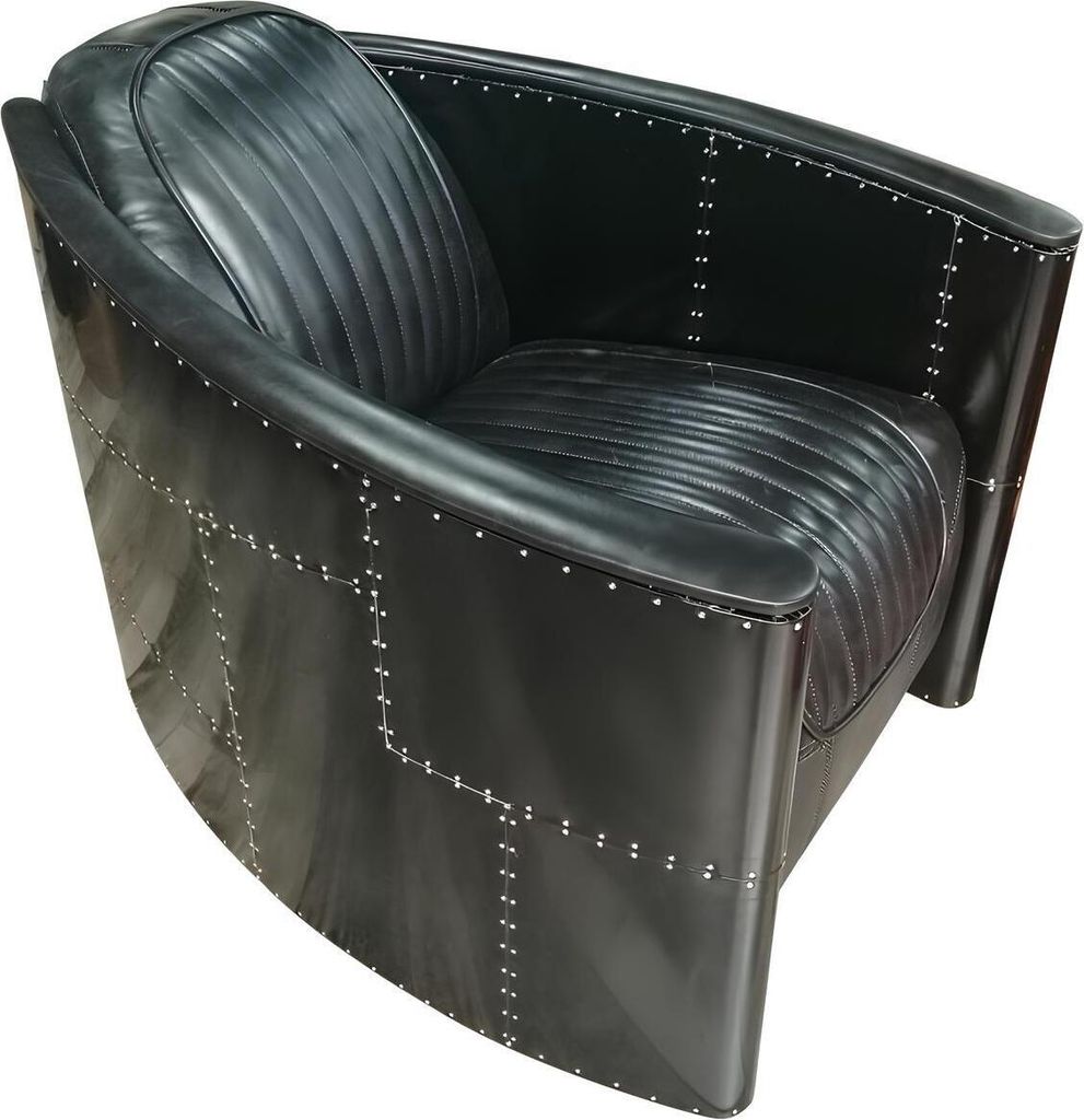 Ledersessel Flugzeug Design Clubsessel Leder & Alu Sessel Aviator Vintage Leder