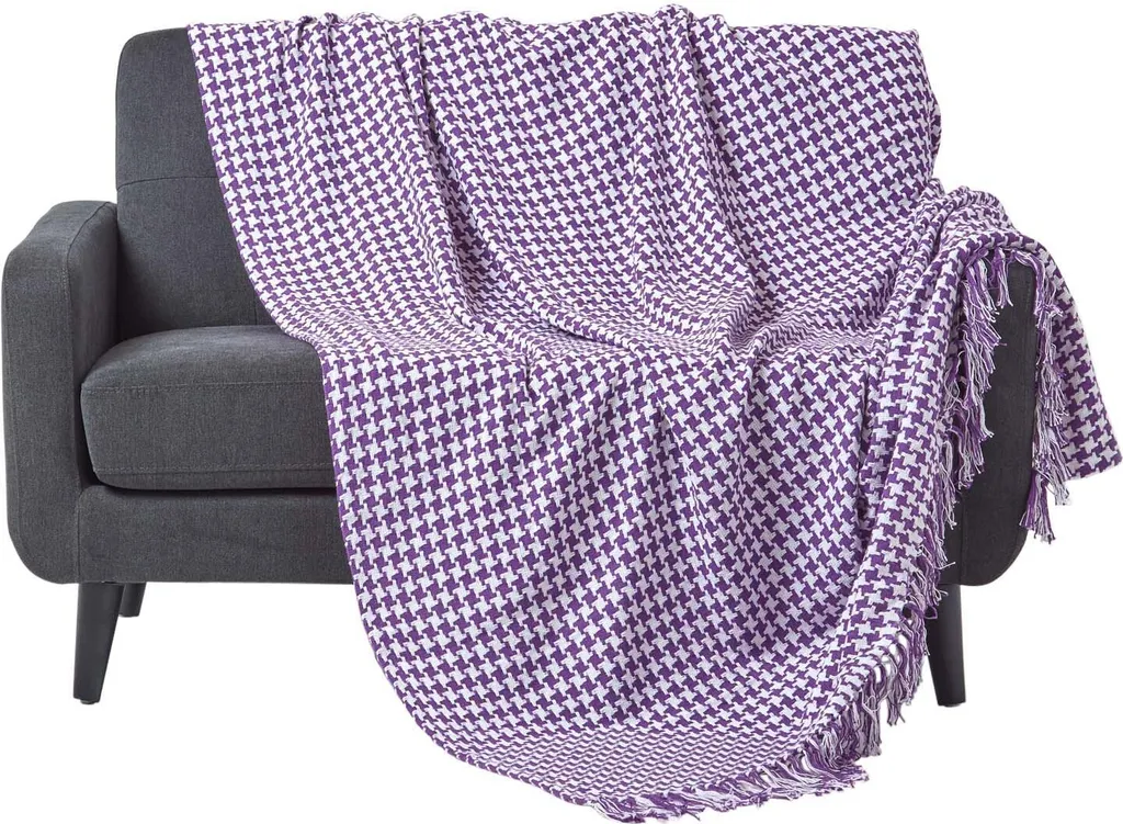 Protégez votre Canapé avec ce Jeté Violet Pied-de-Poule XXL 255x360