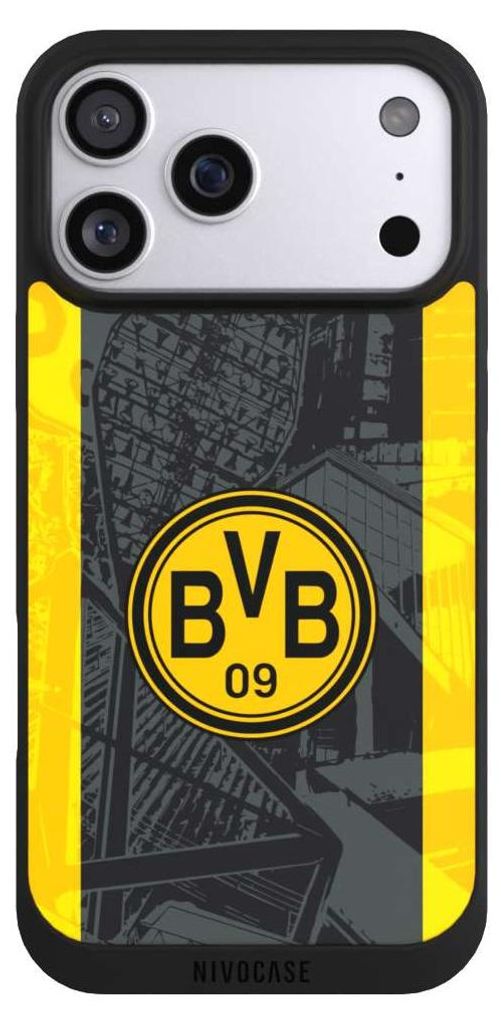 NIVOCASE Handyhülle für Apple iPhone 17 Pro Max Hülle NIVOpure Case Schwarz BVB Borussia Dortmund Stadion