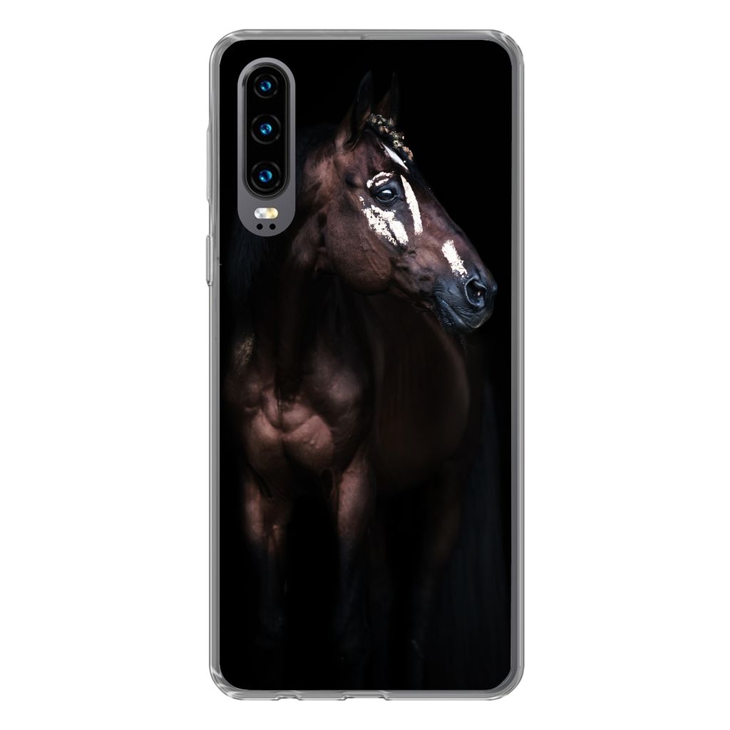 MuchoWow Handyhülle Schutzhülle Hülle für Huawei P30 Pferd - Flecken - Licht Silikon Softcase Handy Hülle - Kartenbesitzer