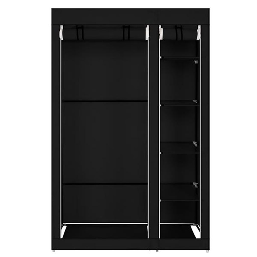 6 Fächer Portable Kleiderschrank Vliesstoff mit Vliesstoff und Hängende Stange Schnell Einfach zu montieren Schwarz 67“