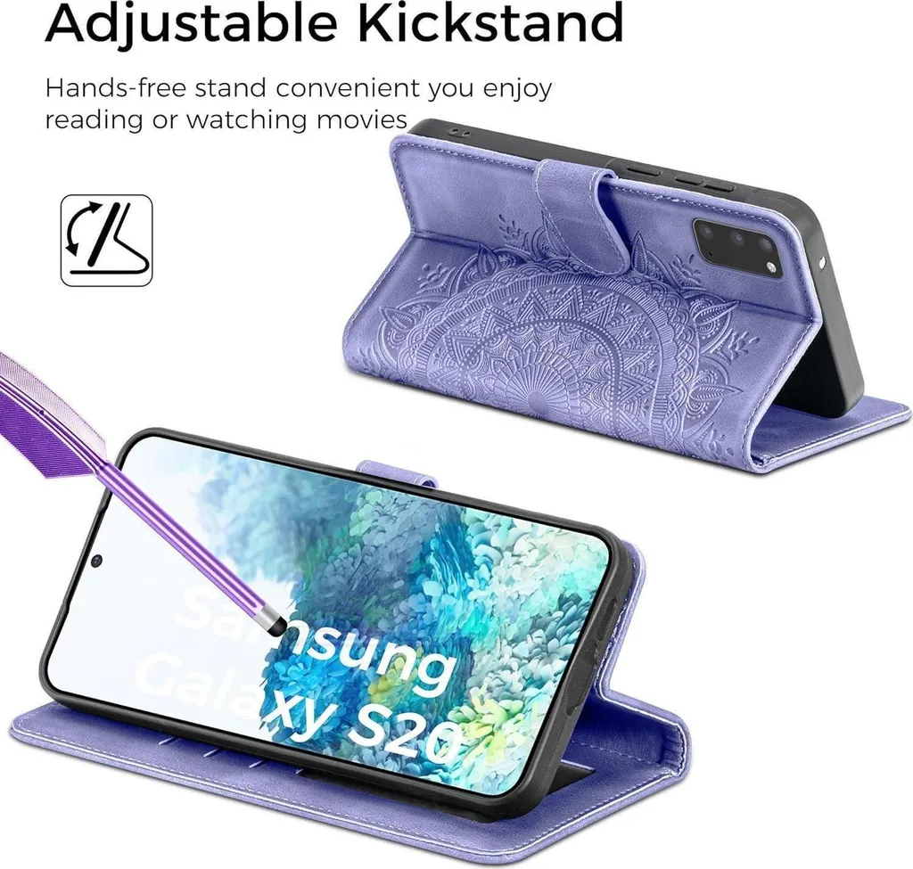 Etui Samsung Galaxy S20 Violet Housse Protection Intégrale Mode Support