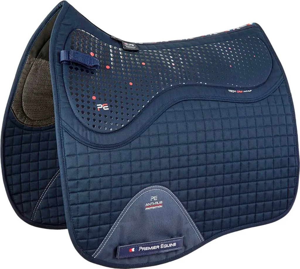 Tapis de Selle Dressage Anti-Dérapant CC Tech Grip Pro Bleu Taille Full