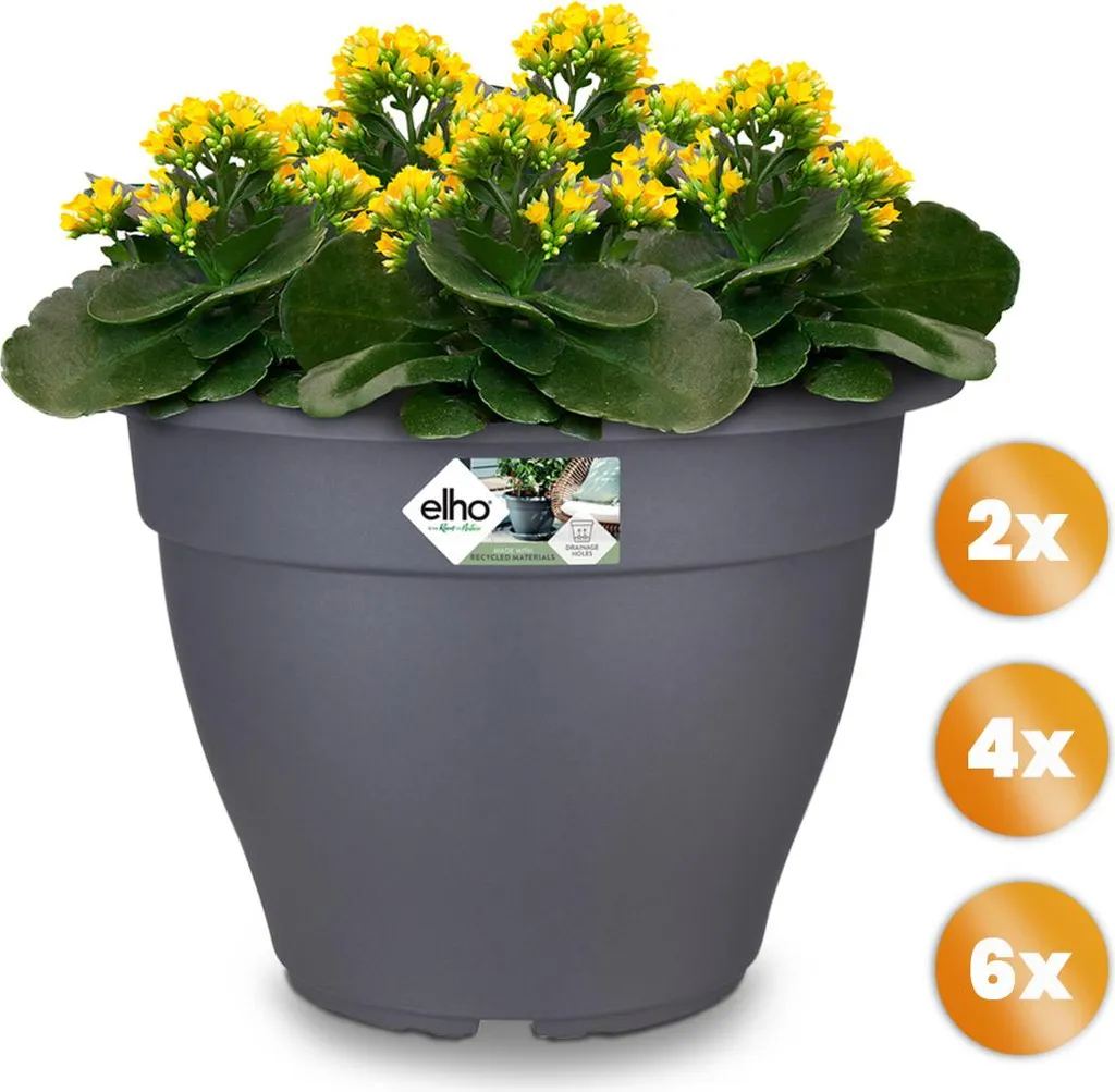 Lot 10 pots de fleurs incassables anthracite 29cm pour extérieur