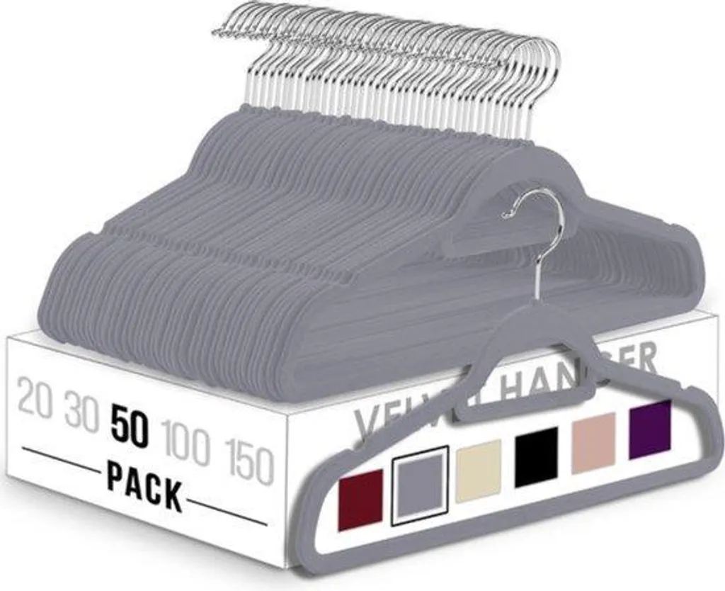 Cintres antidérapants en velours gris résistants pour vestes lourdes x50