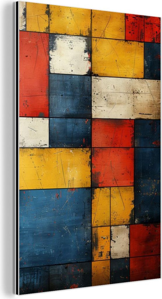 MuchoWow Wanddekoration Metall Metallbild Wandkunst 60x90 cm Mondrian-Stil - Kunst - Farbenfroh - Modern MuchoWow Aluminium Gemälde - Wandbilder -...